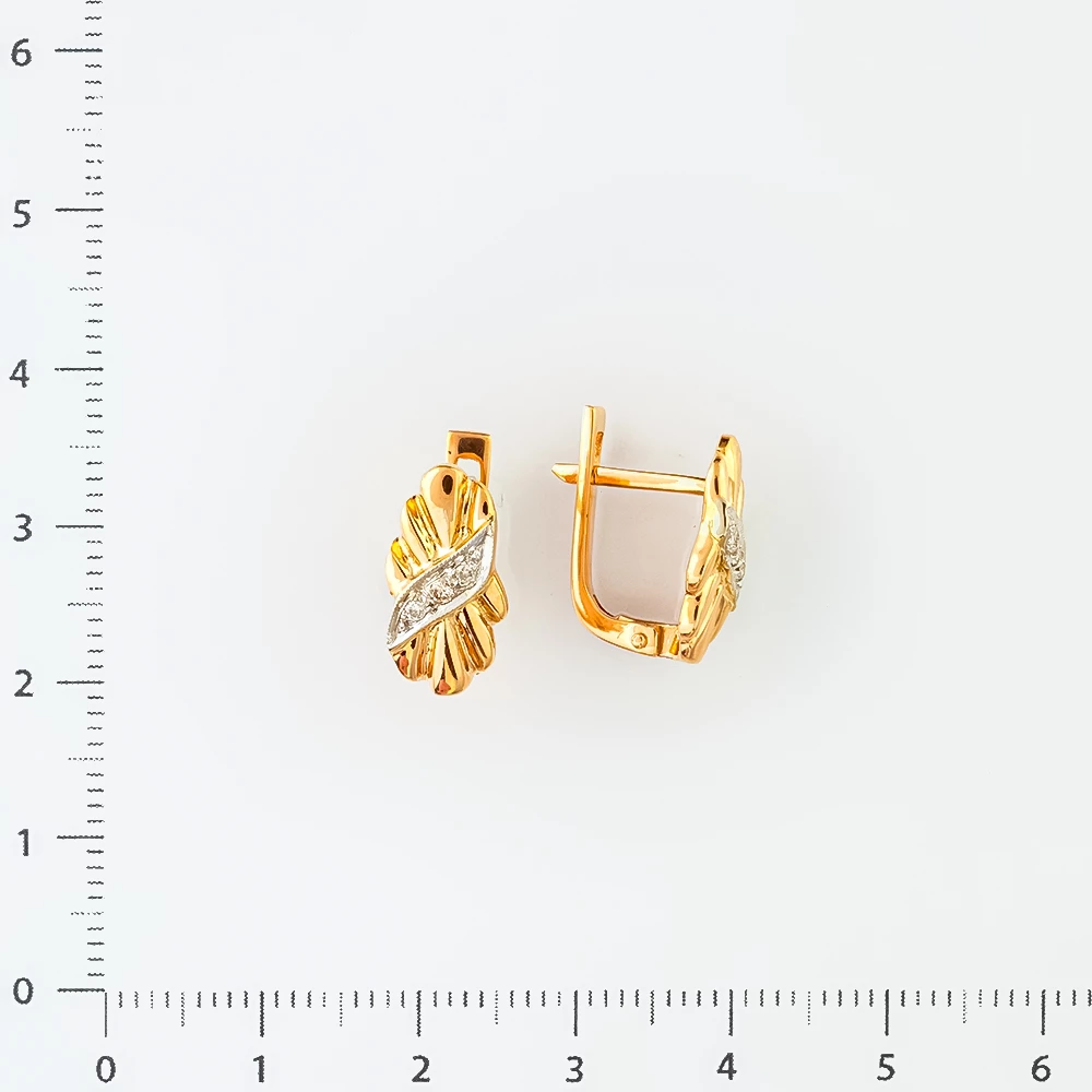 Серьги с бриллиантом из красного золота 585 пробы