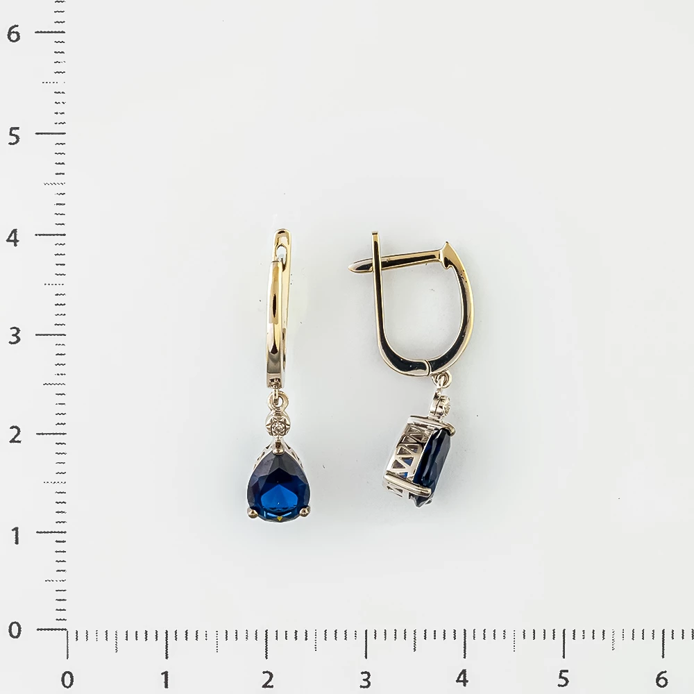 Серьги с ситаллом из белого золота 585 пробы