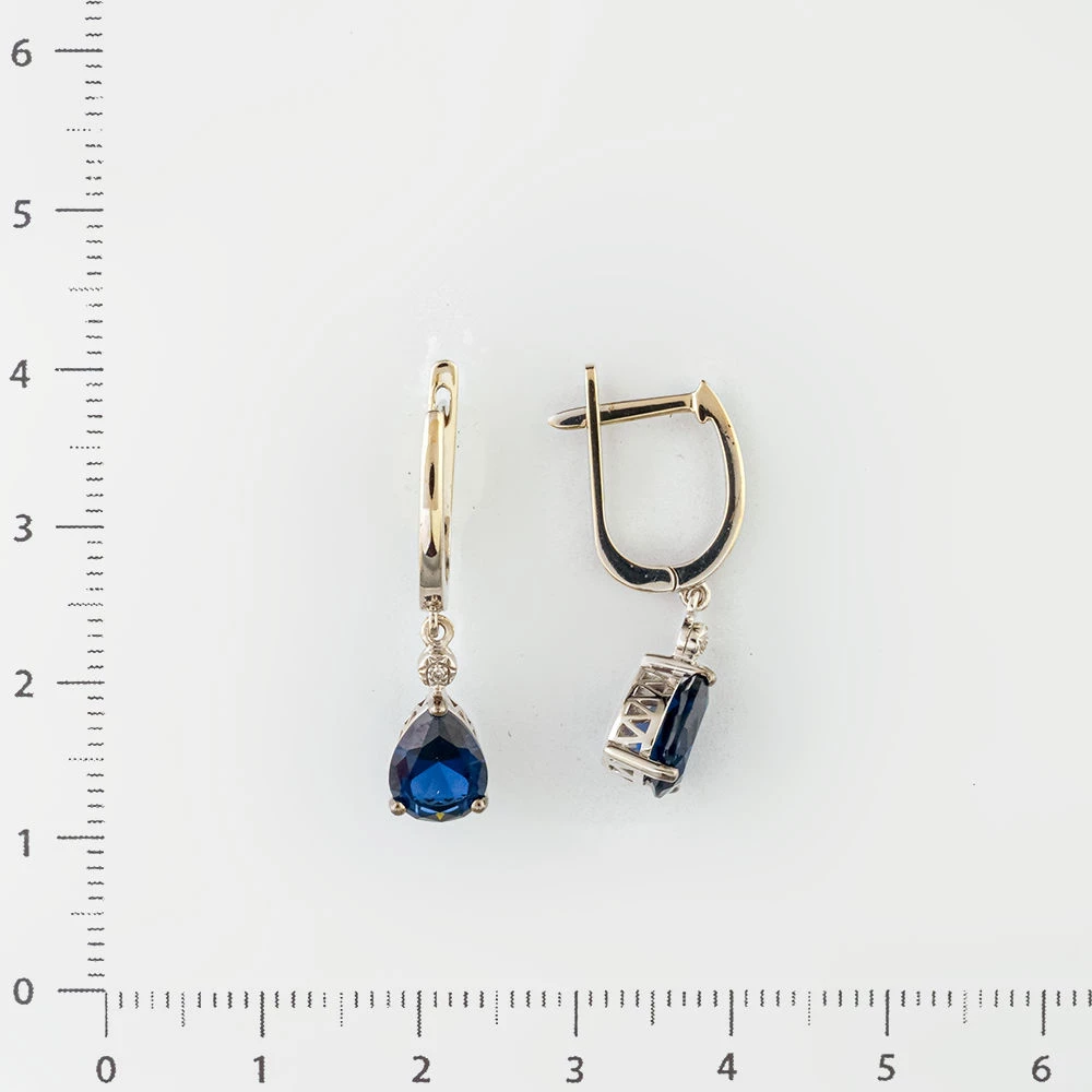 Серьги с ситаллом из белого золота 585 пробы