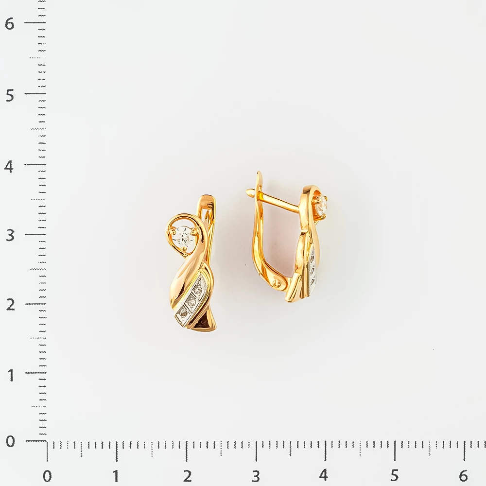 Серьги с бриллиантом из красного золота 585 пробы