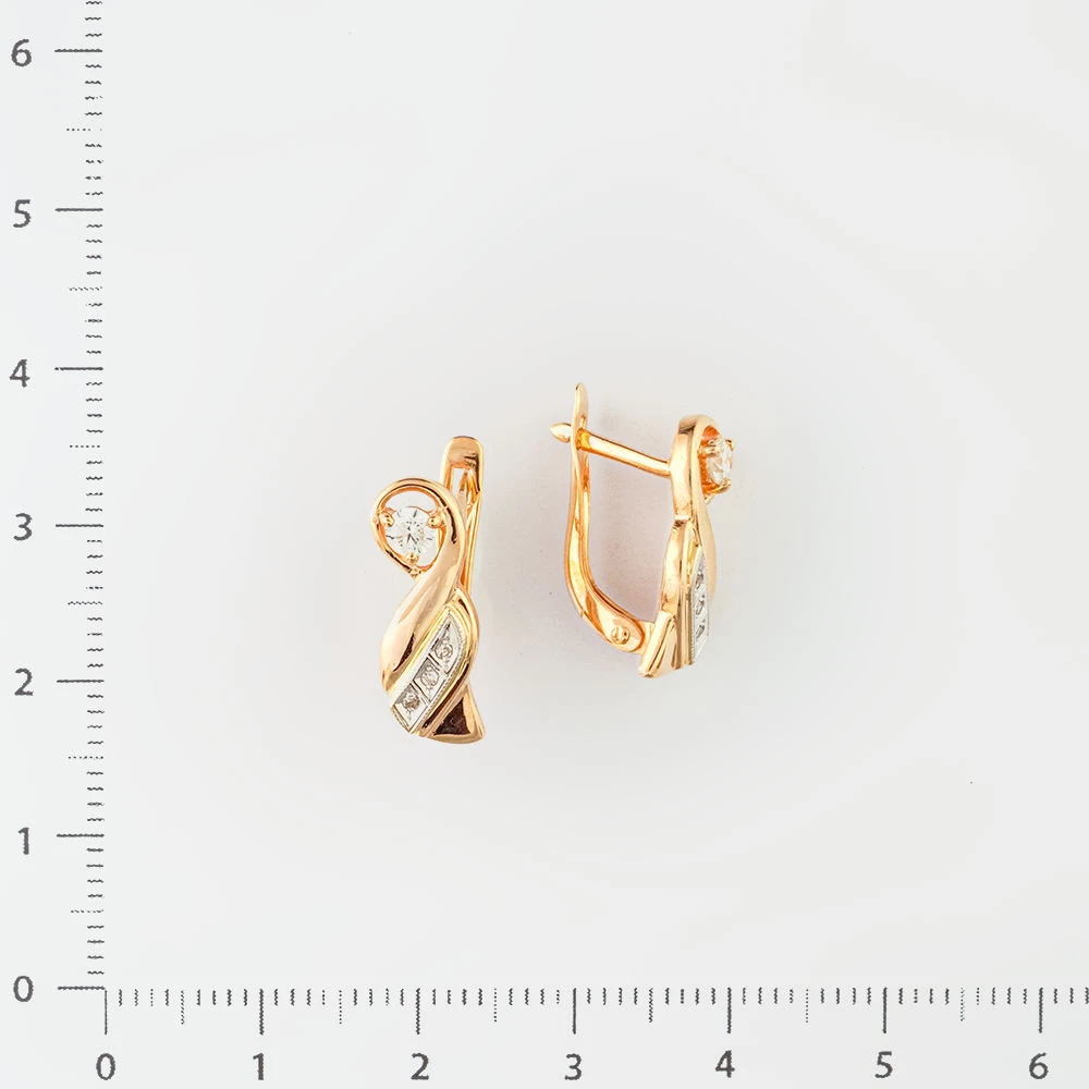 Серьги с бриллиантом из красного золота 585 пробы