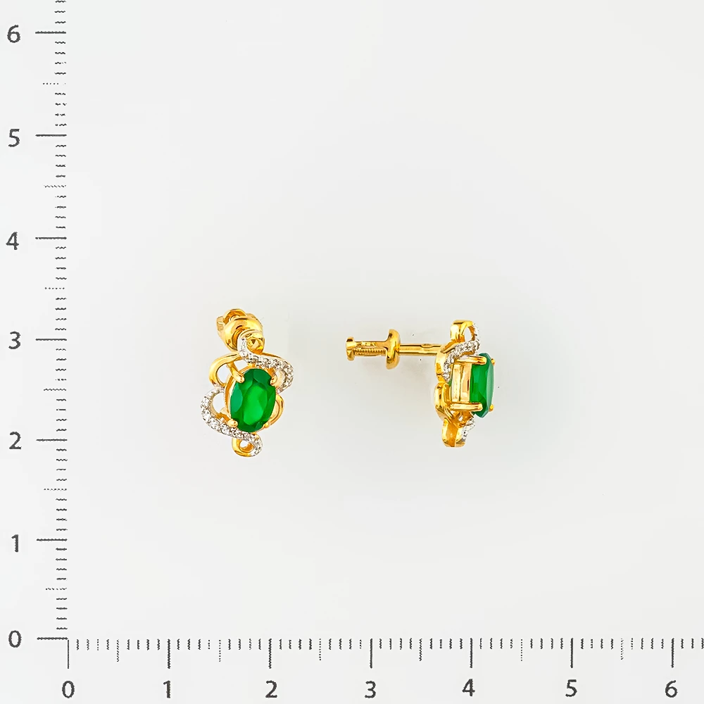 Серьги с агатом из желтого золота 585 пробы