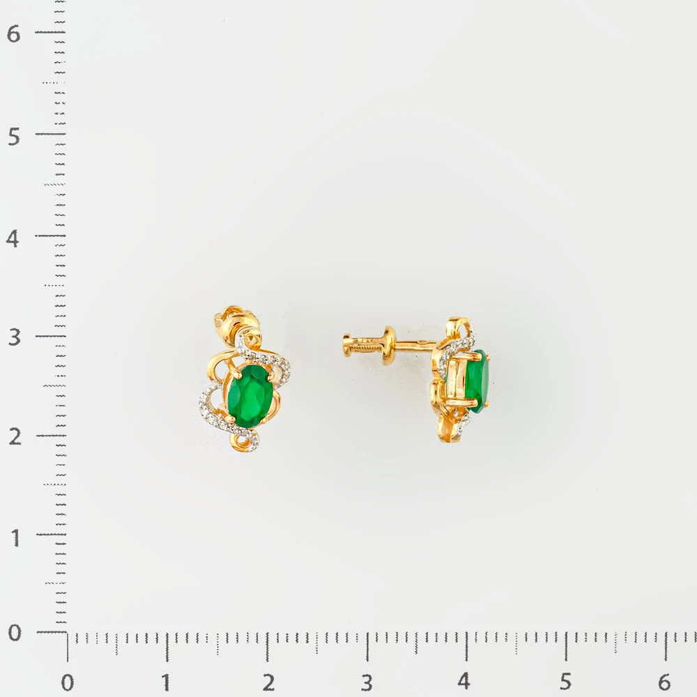 Серьги с агатом из желтого золота 585 пробы