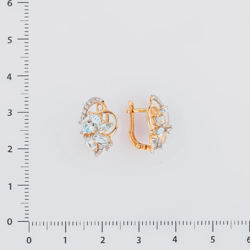 Серьги с топазом из красного золота 585 пробы