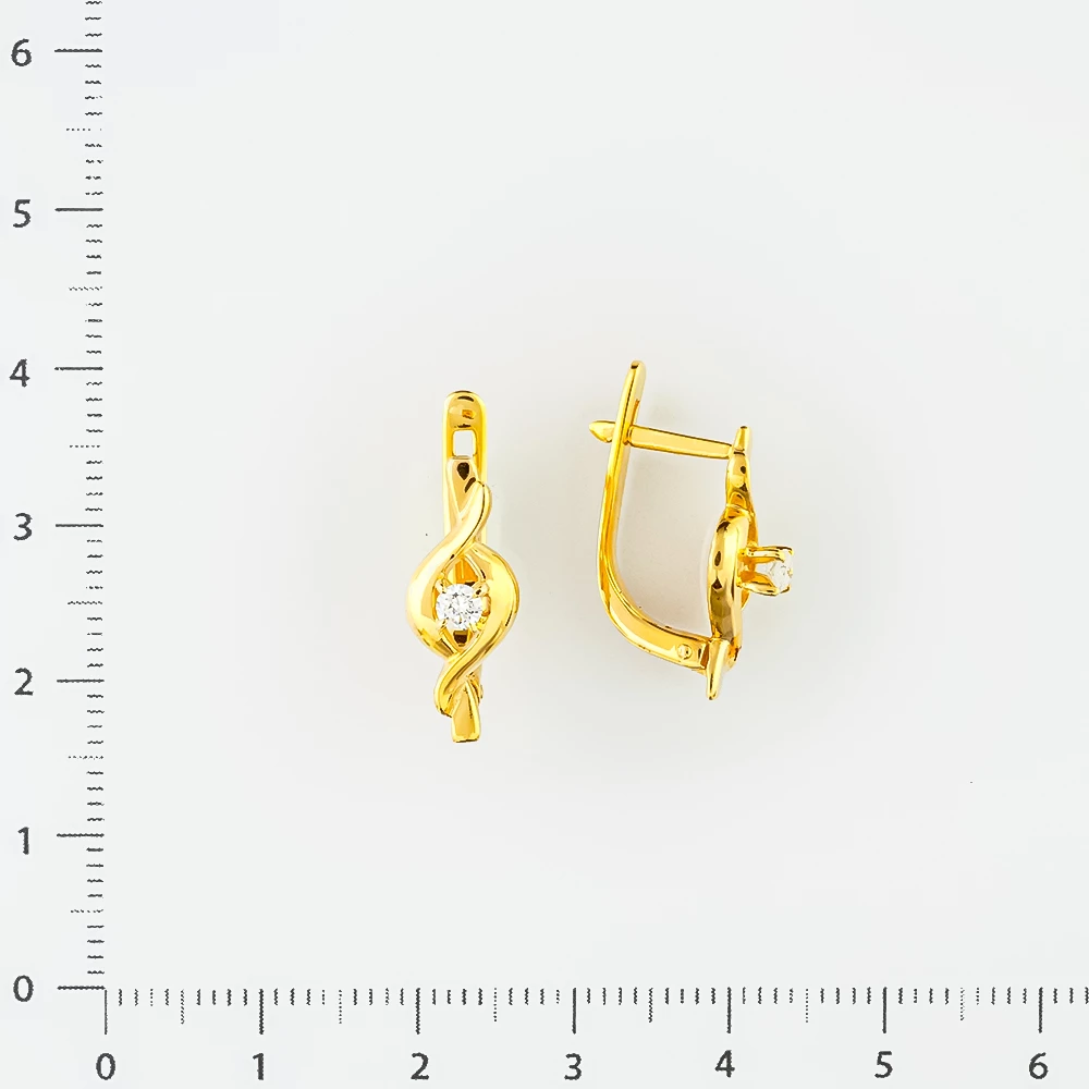 Серьги с бриллиантом из желтого золота 585 пробы