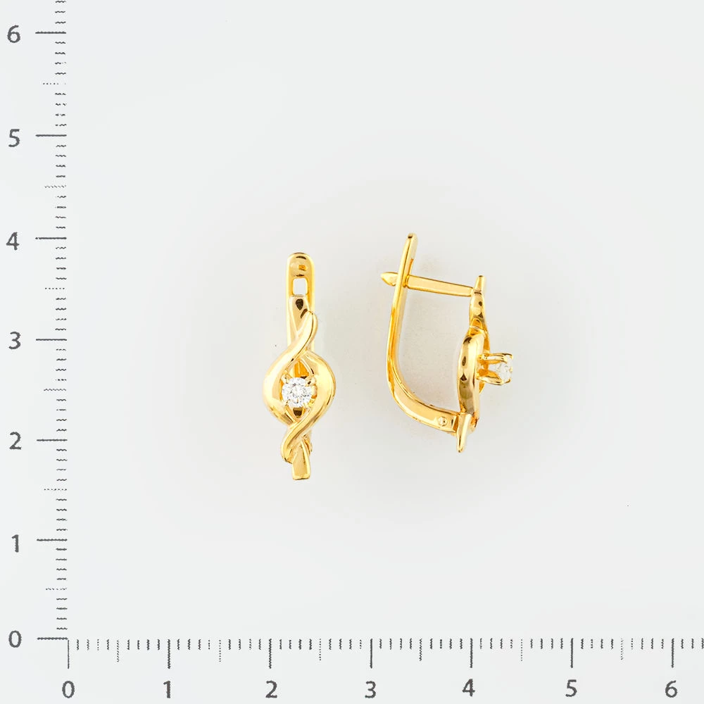 Серьги с бриллиантом из желтого золота 585 пробы