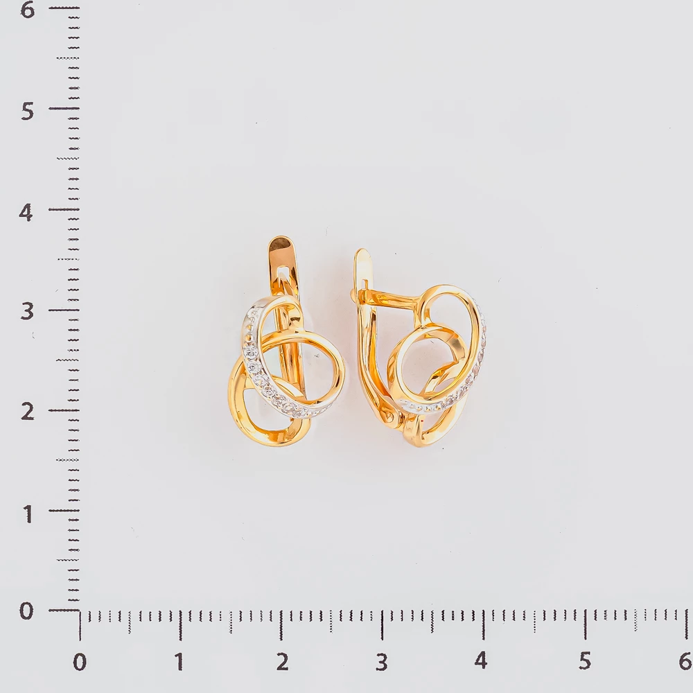 Серьги с фианитом из красного золота 585 пробы