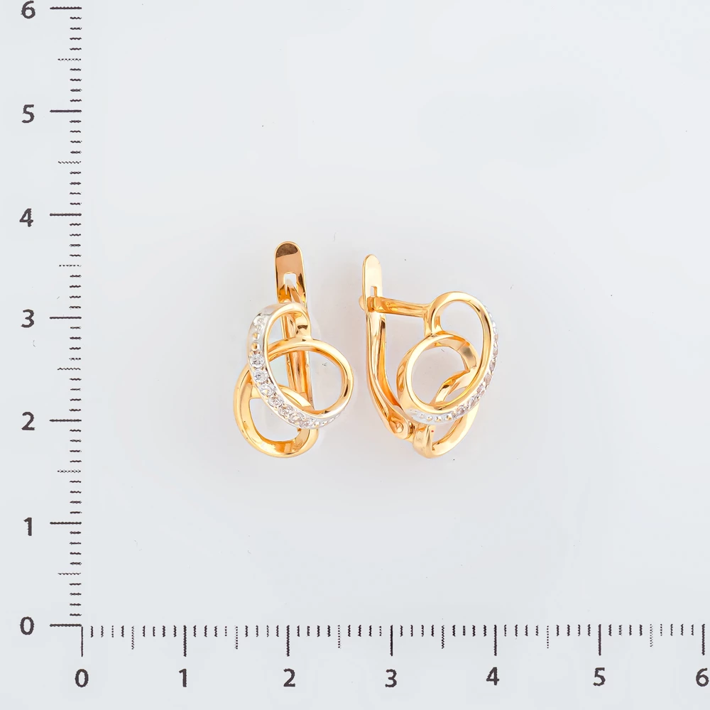 Серьги с фианитом из красного золота 585 пробы