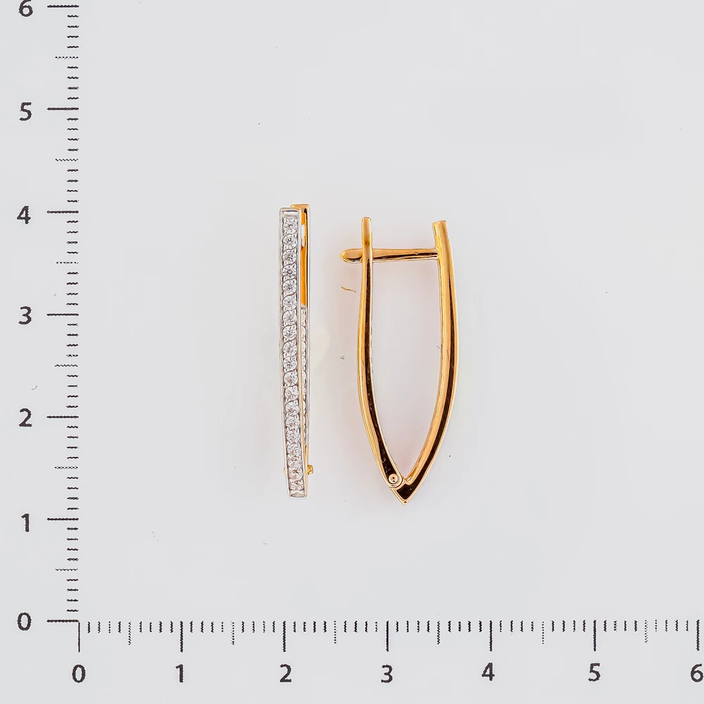 Серьги с фианитом из красного золота 585 пробы