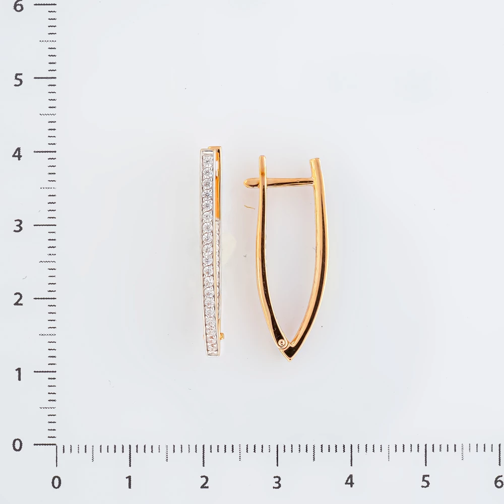 Серьги с фианитом из красного золота 585 пробы