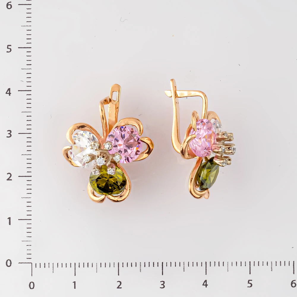 Серьги с ситаллом из красного золота 500 пробы