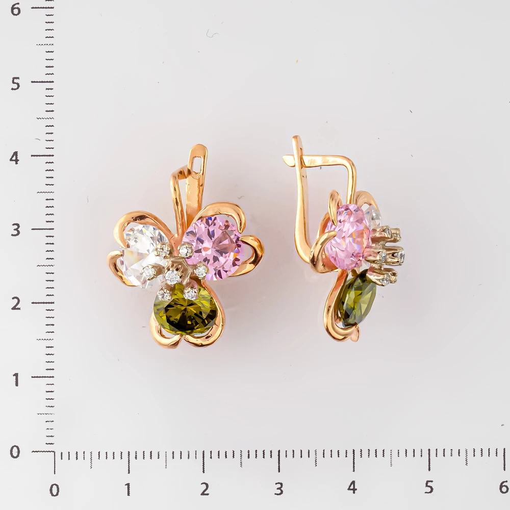 Серьги с ситаллом из красного золота 500 пробы
