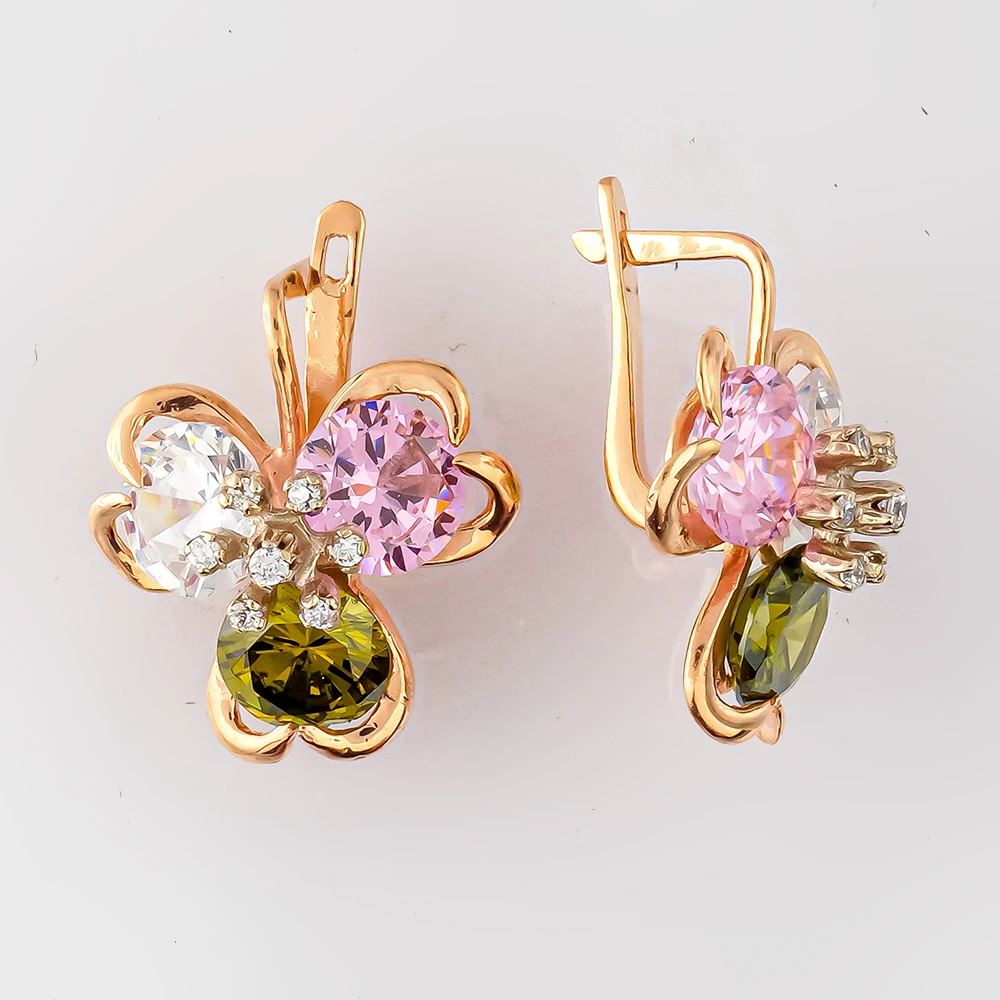 Серьги с ситаллом из красного золота 500 пробы