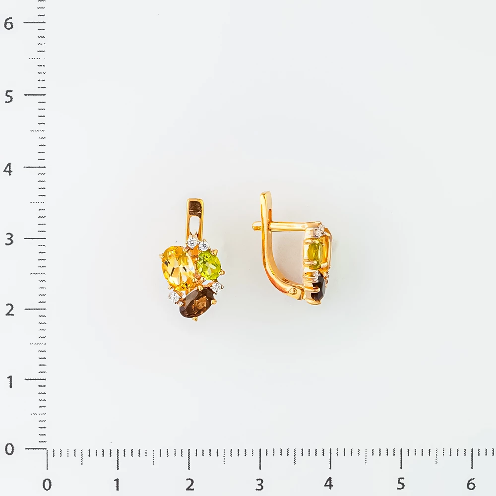 Серьги с цитрином из красного золота 585 пробы