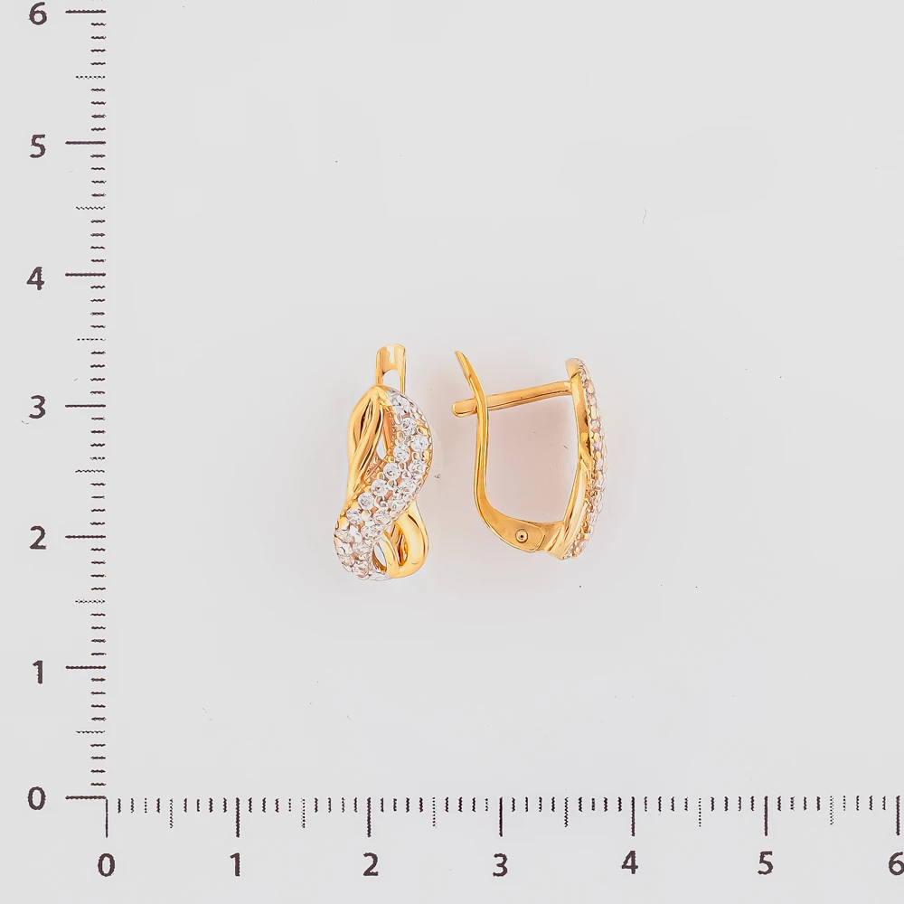 Серьги с фианитом из красного золота 585 пробы