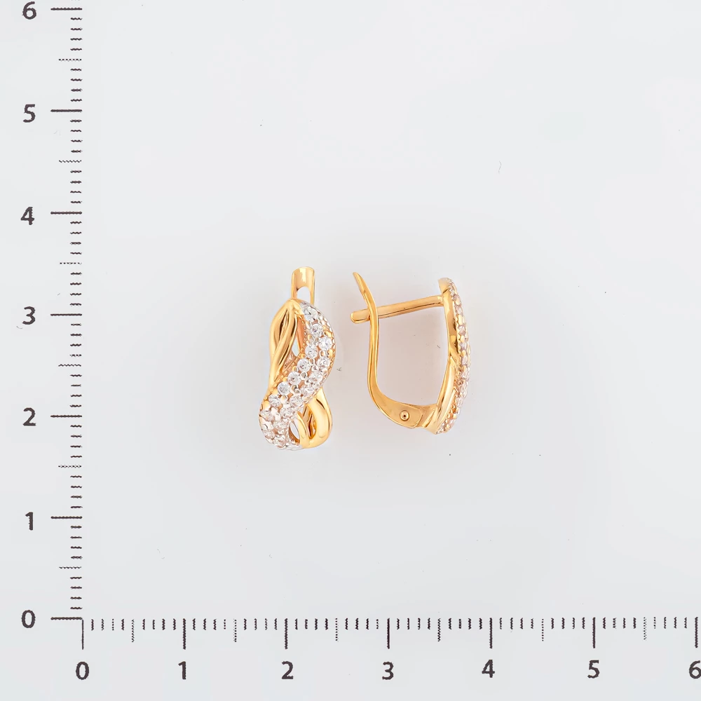 Серьги с фианитом из красного золота 585 пробы