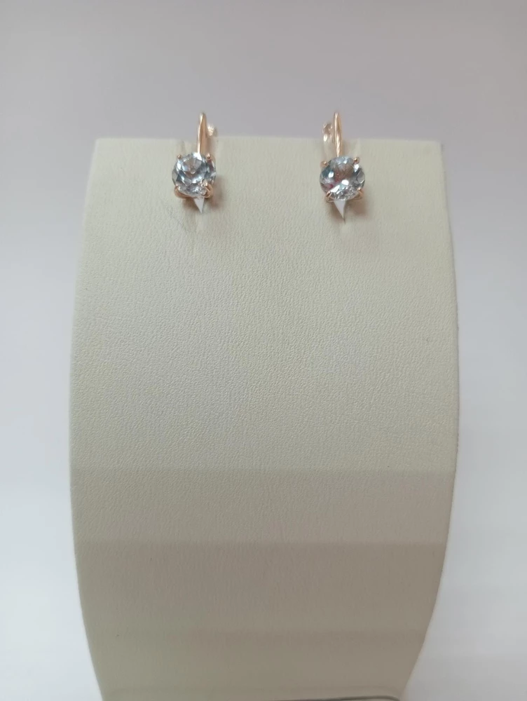 Серьги с топазом из красного золота 585 пробы