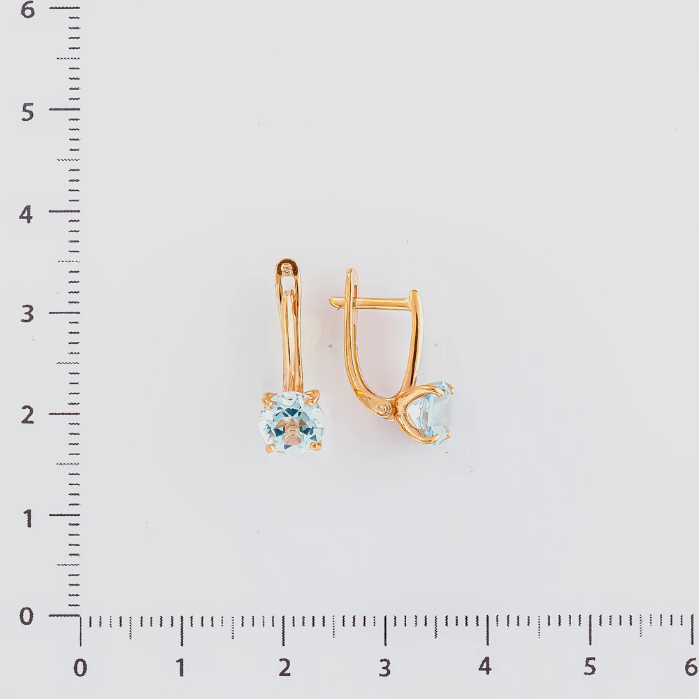Серьги с топазом из красного золота 585 пробы