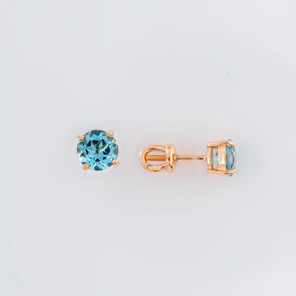 Серьги с топазом из красного золота 585 пробы 1