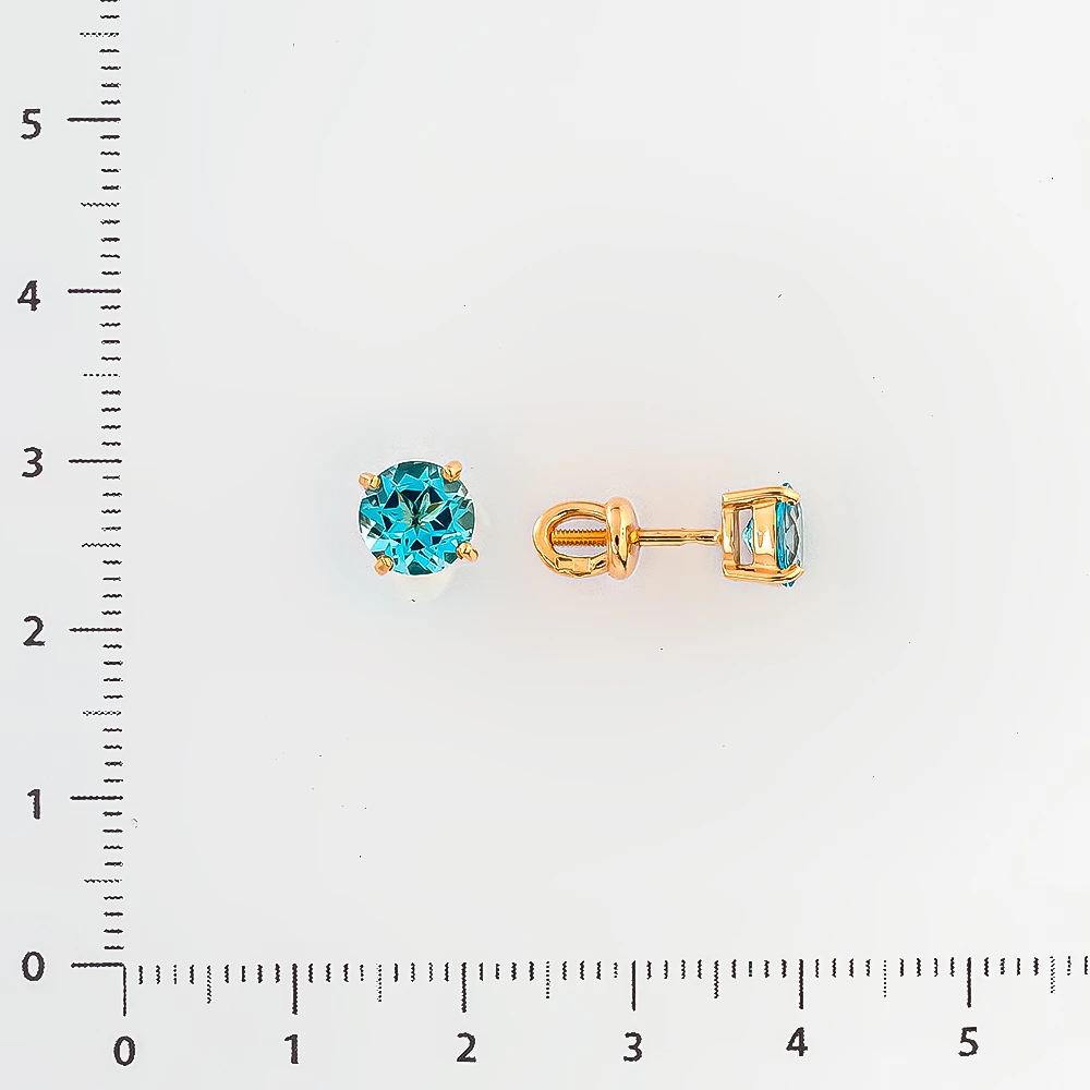 Серьги с топазом из красного золота 585 пробы