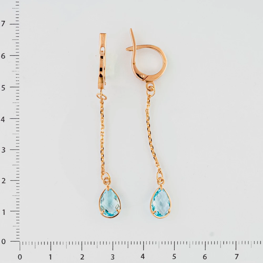 Серьги с топазом из красного золота 585 пробы