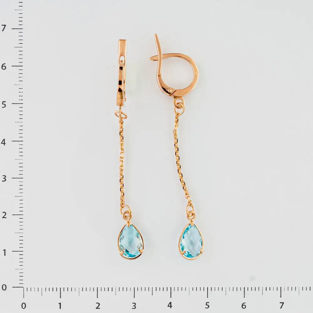 Серьги с топазом из красного золота 585 пробы 2