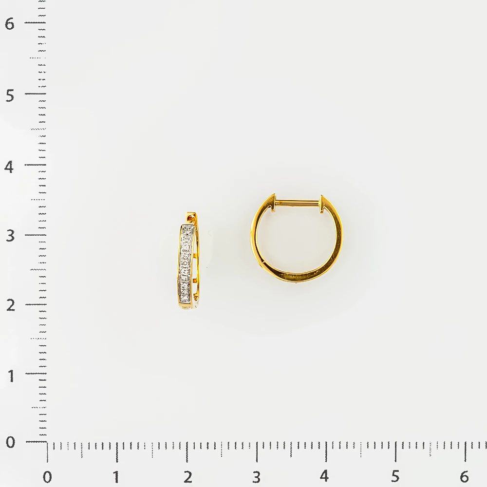 Серьги конго с бриллиантом из желтого золота 585 пробы