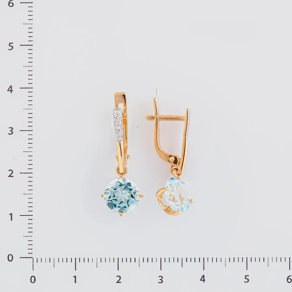 Серьги с топазом из красного золота 585 пробы
