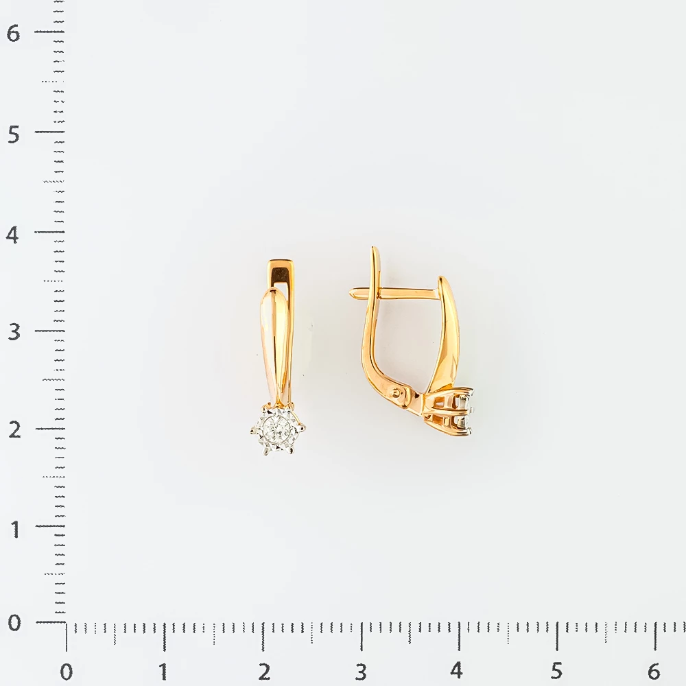 Серьги с бриллиантом из красного золота 585 пробы