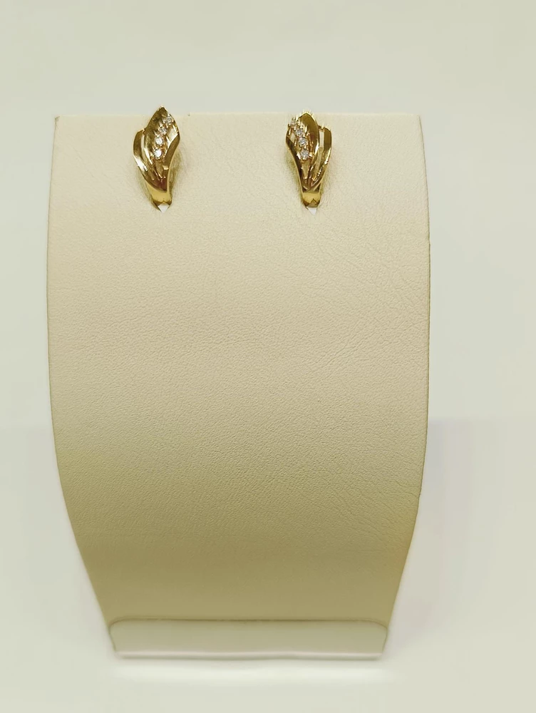 Серьги с фианитом из красного золота 585 пробы