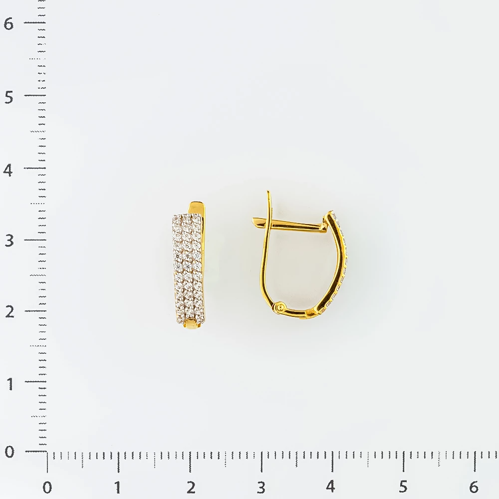 Серьги с фианитом из желтого золота 585 пробы
