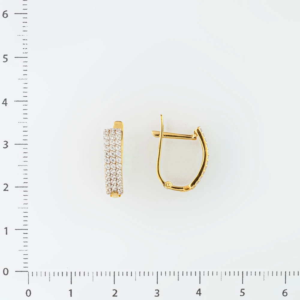 Серьги с фианитом из желтого золота 585 пробы