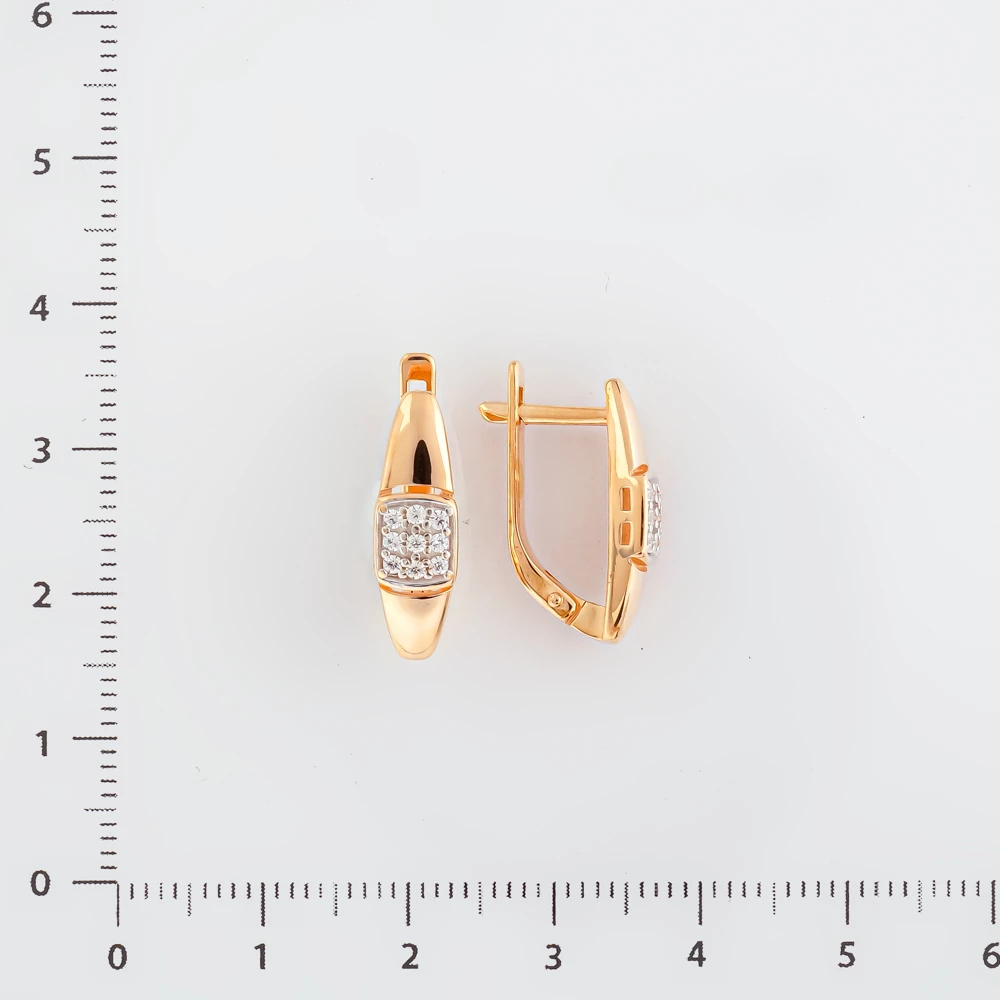 Серьги с фианитом из красного золота 585 пробы