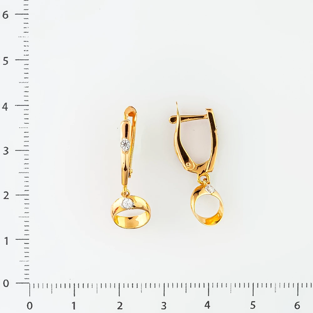 Серьги с фианитом из красного золота 585 пробы