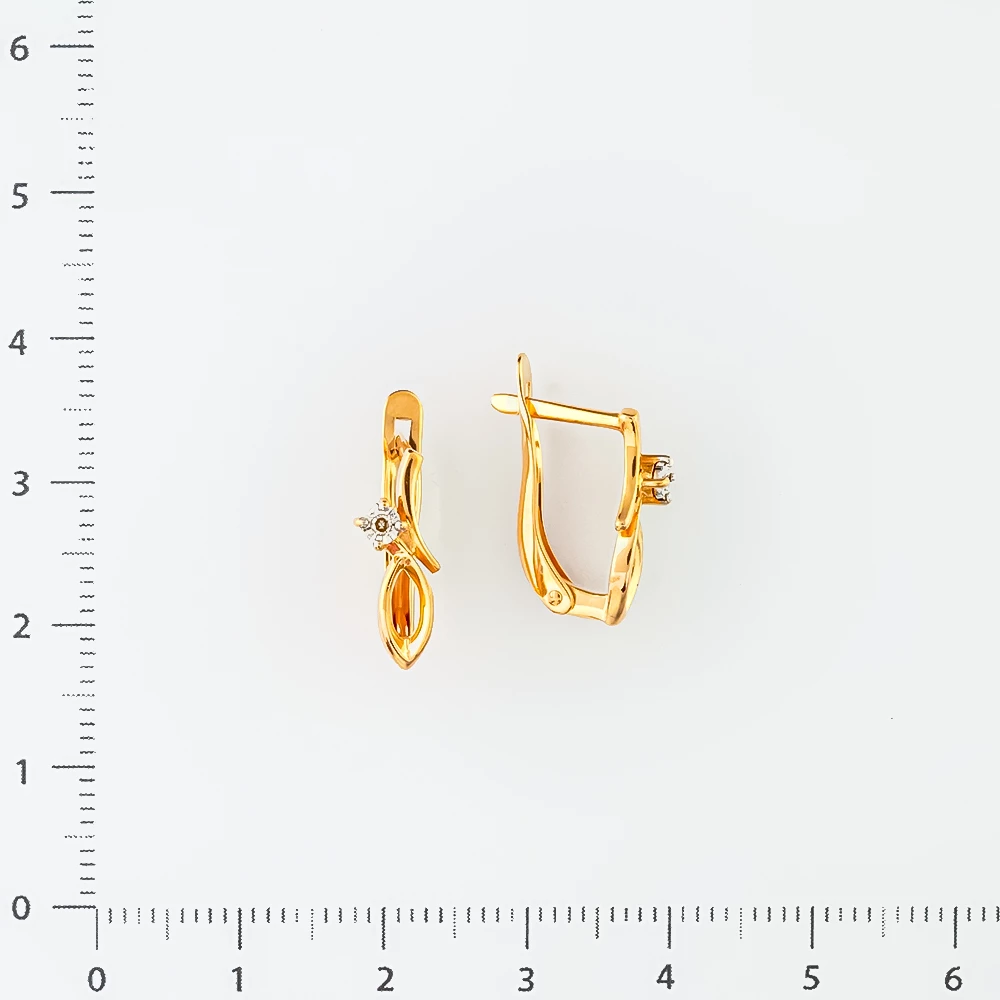 Серьги с бриллиантом из красного золота 585 пробы