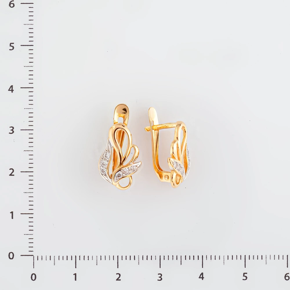 Серьги с фианитом из красного золота 585 пробы