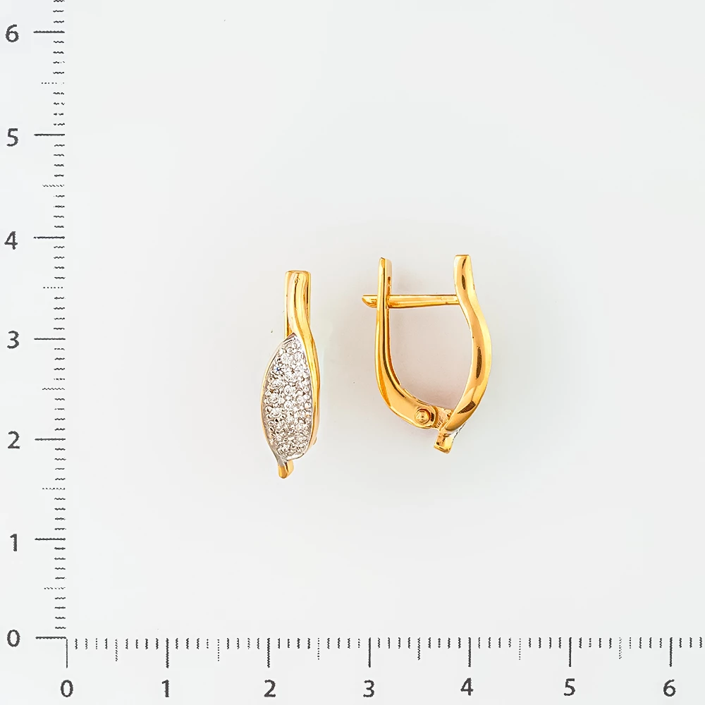 Серьги с фианитом из красного золота 585 пробы