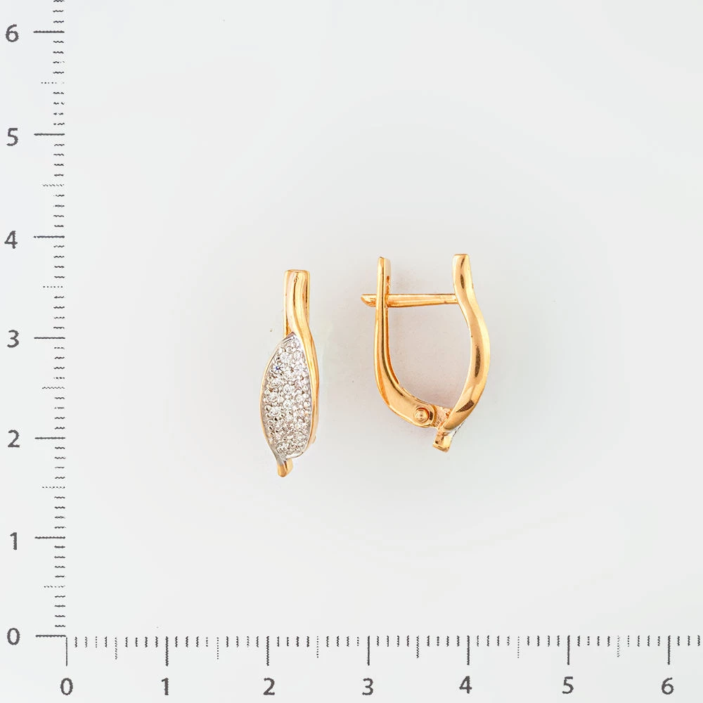 Серьги с фианитом из красного золота 585 пробы