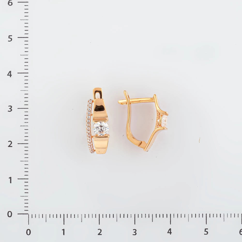 Серьги с фианитом из красного золота 585 пробы