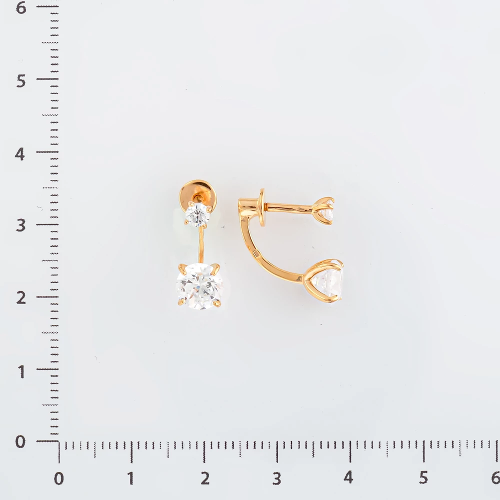Серьги с фианитом из красного золота 585 пробы