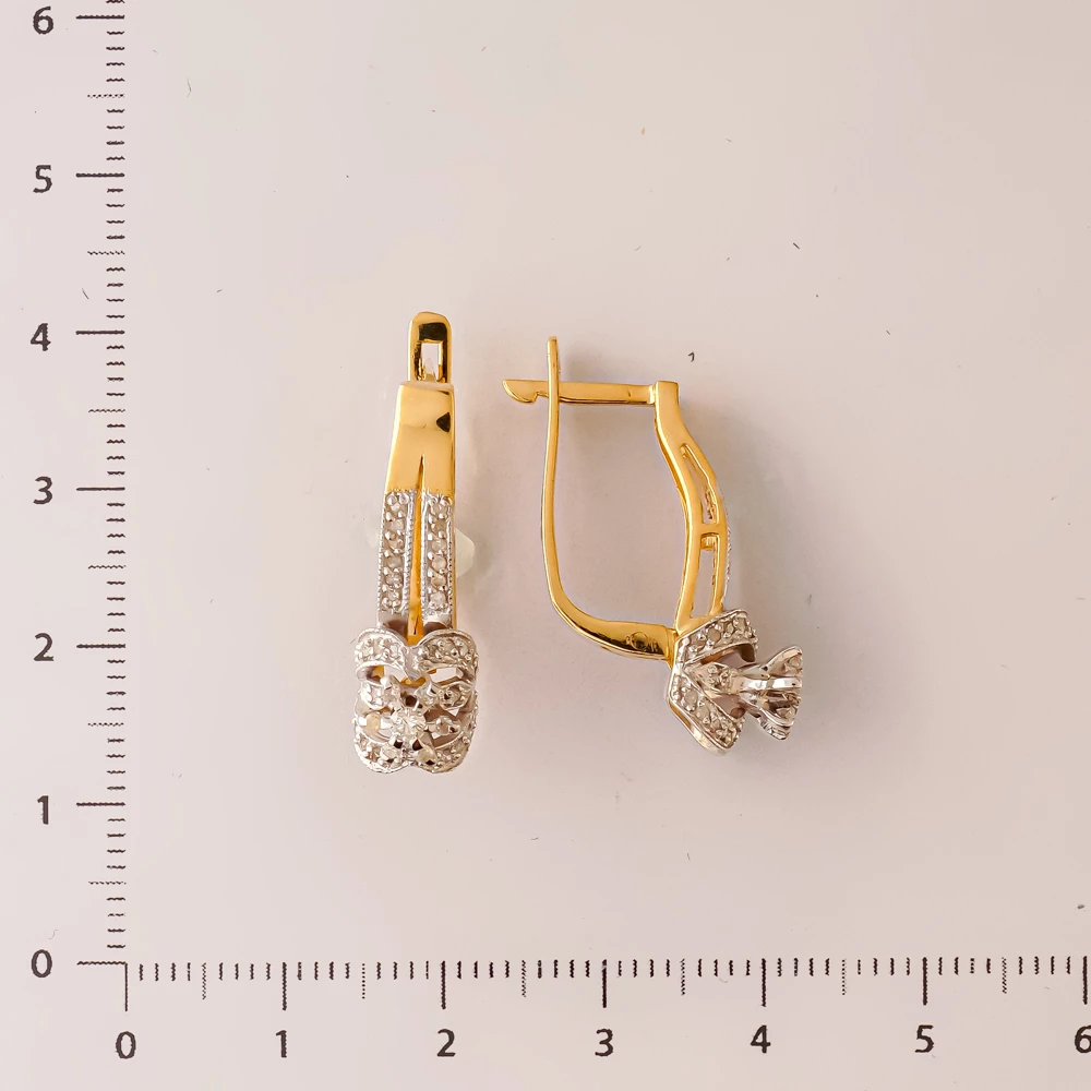 Серьги с бриллиантом из желтого золота 585 пробы