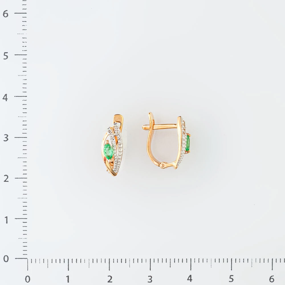 Серьги с изумрудом из красного золота 585 пробы