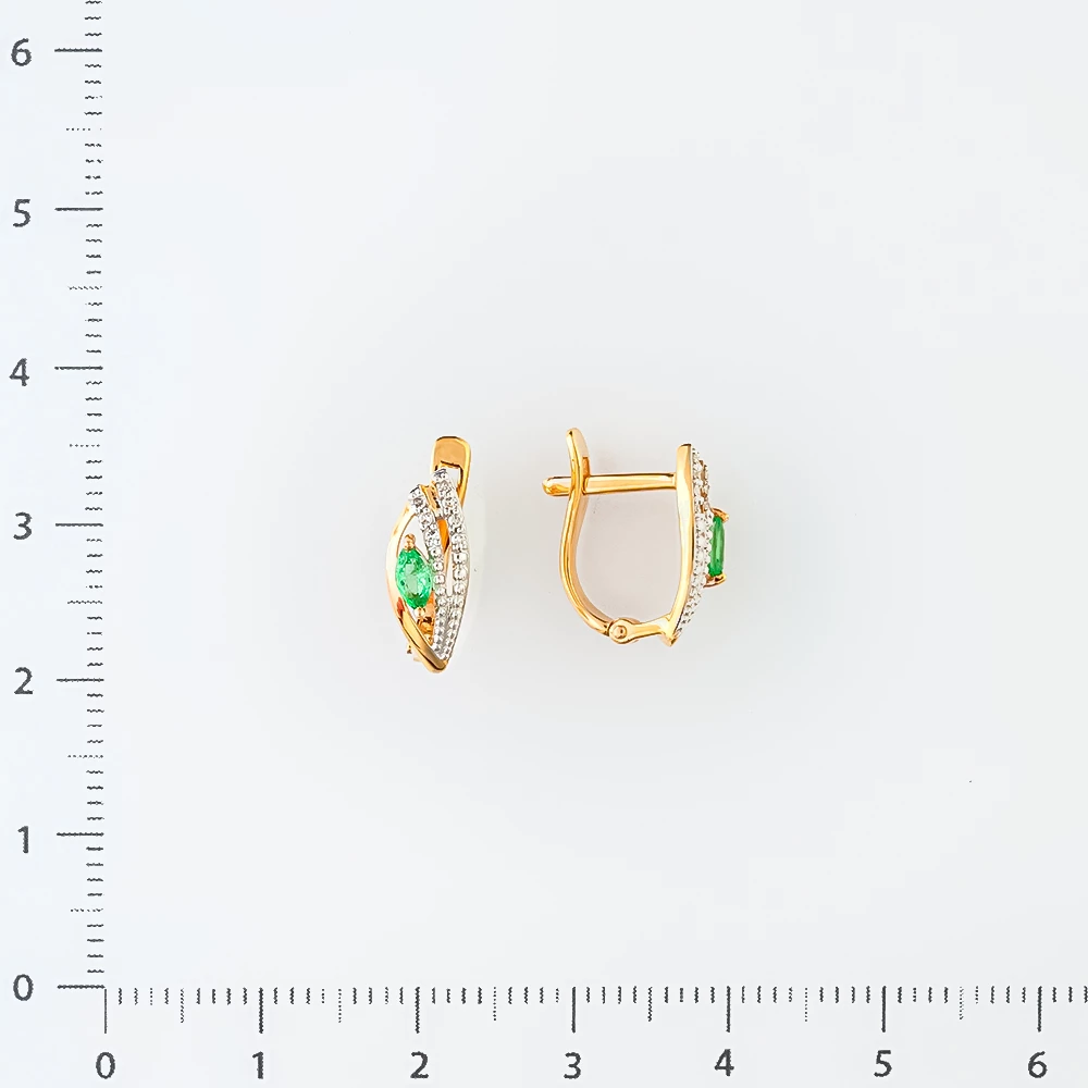 Серьги с изумрудом из красного золота 585 пробы