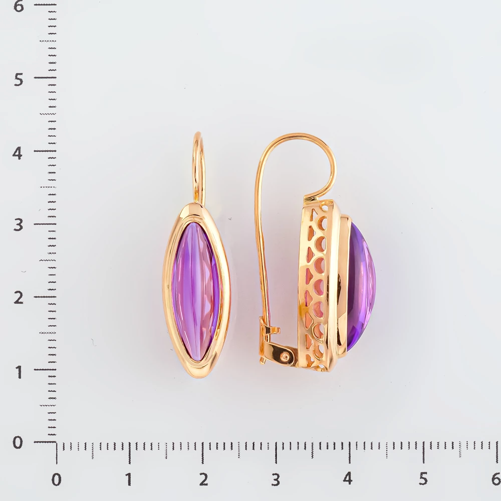 Серьги с фианитом из красного золота 583 пробы