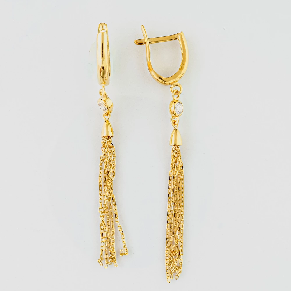 Серьги с фианитом из желтого золота 585 пробы Серьги с фианитом из желтого золота 585 пробы