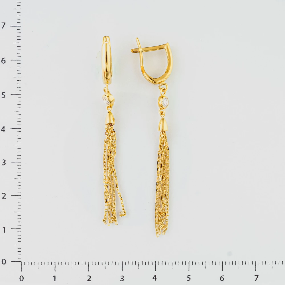 Серьги с фианитом из желтого золота 585 пробы Серьги с фианитом из желтого золота 585 пробы