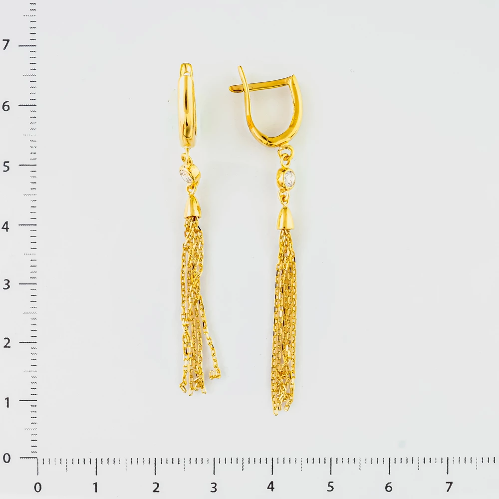 Серьги с фианитом из желтого золота 585 пробы