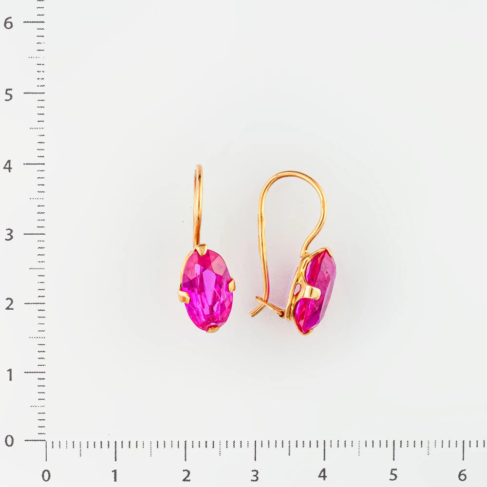 Серьги с фианитом из красного золота 583 пробы