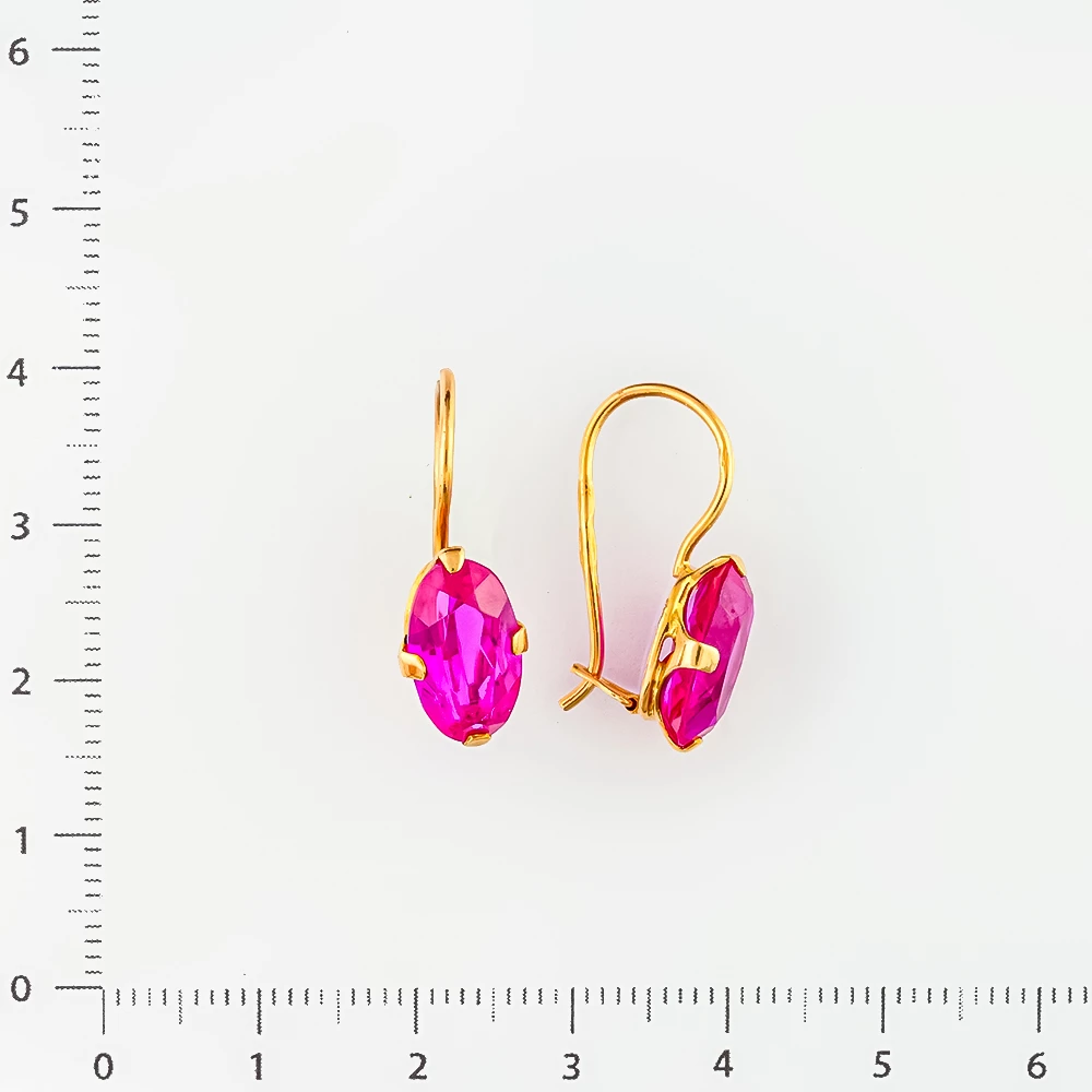 Серьги с фианитом из красного золота 583 пробы