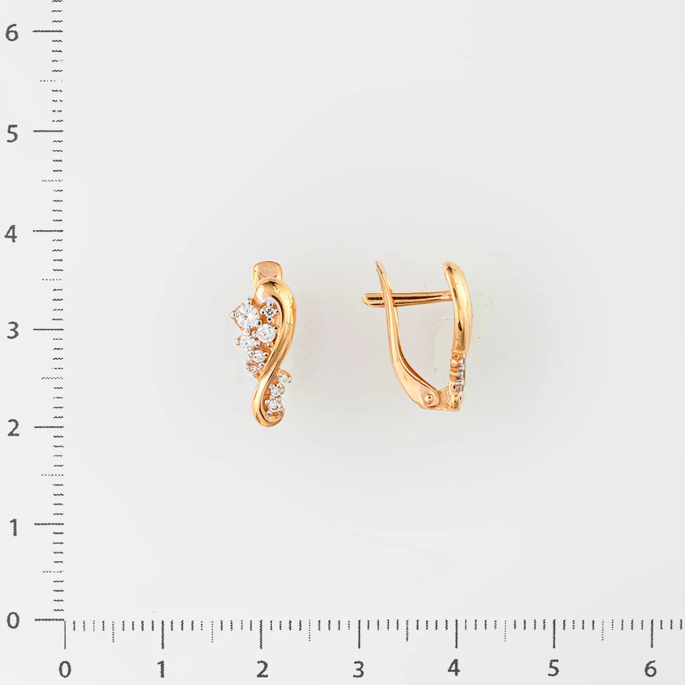 Серьги с фианитом из красного золота 585 пробы